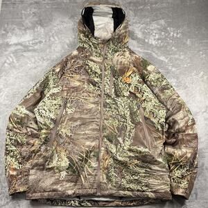 First Lite Camo Insulated Hunting Jacket Mens XXL Hooded Zip Outdoor Coat